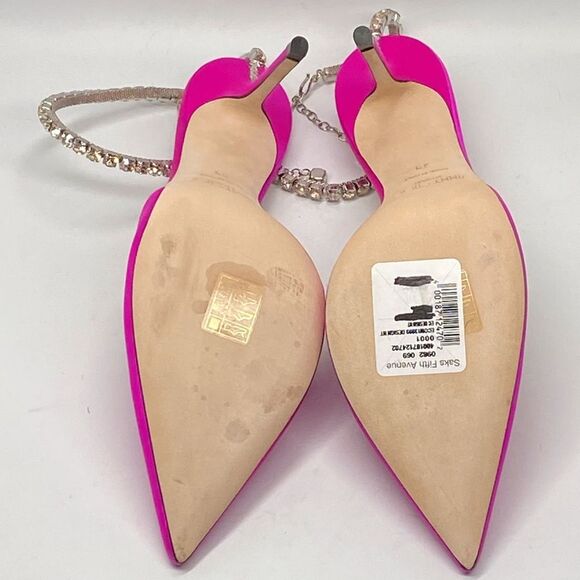 Jimmy Choo Saeda 100mm Satin Crystal Ankle-Strap Pumps size 39 - Picture 13 of 14